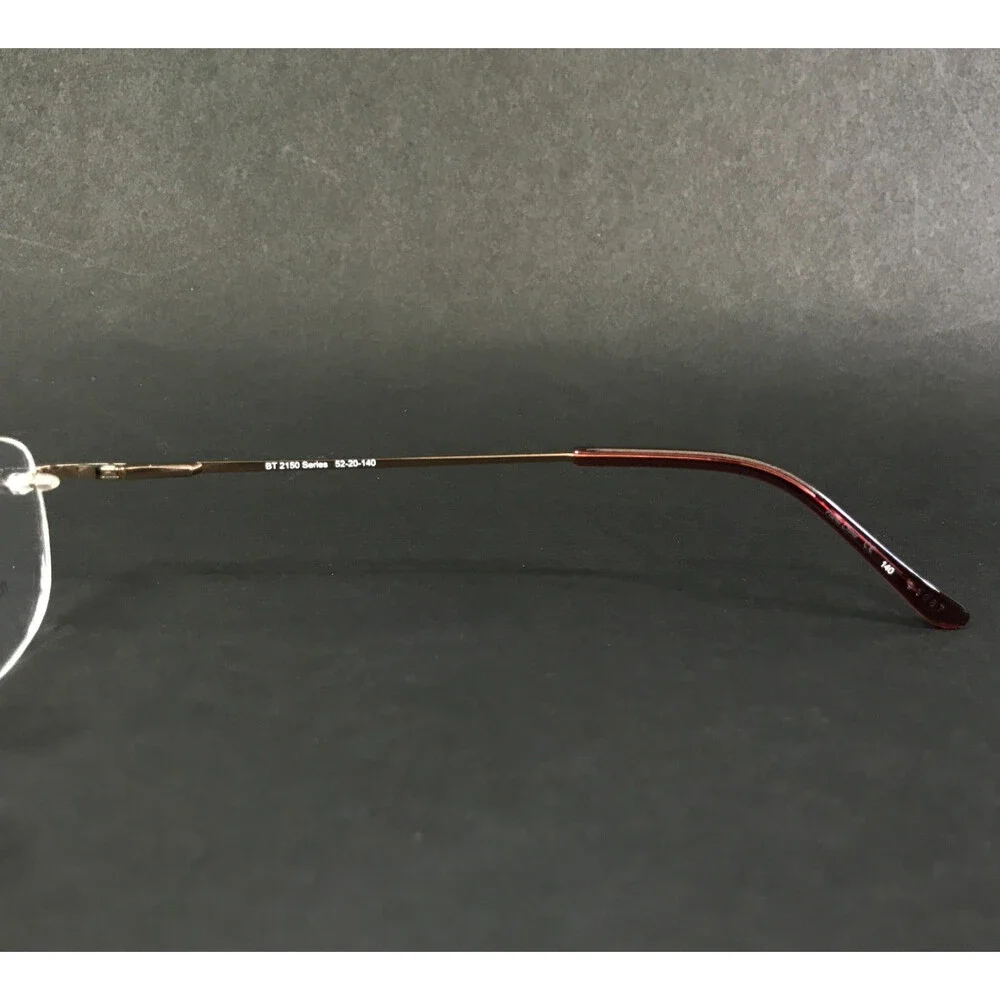 Beta Titanium Eyeglasses Frames BT2150 C3 Bronze Brown Rimless Oval 52-20-140